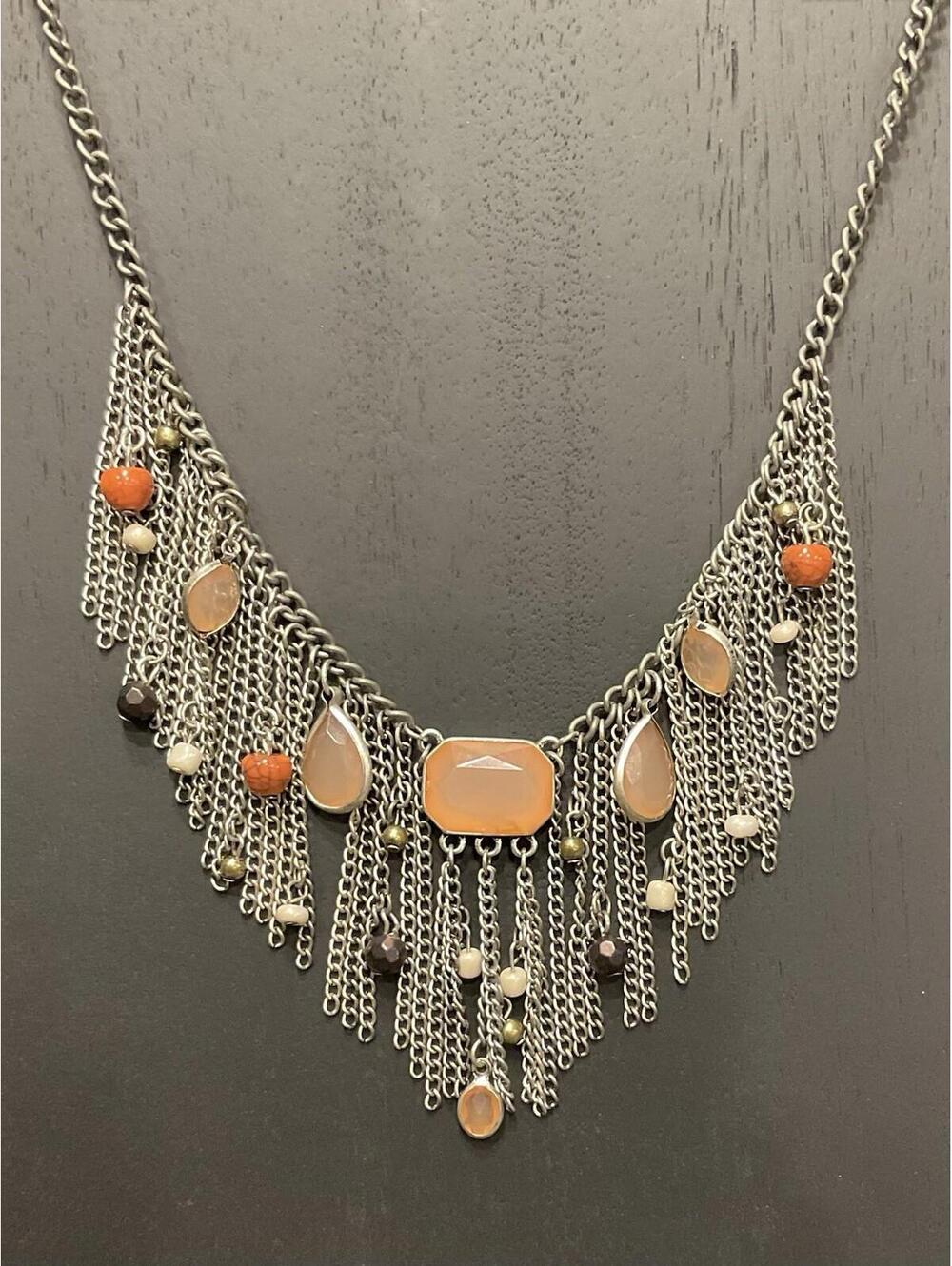 Metal Chain Necklace With Beads